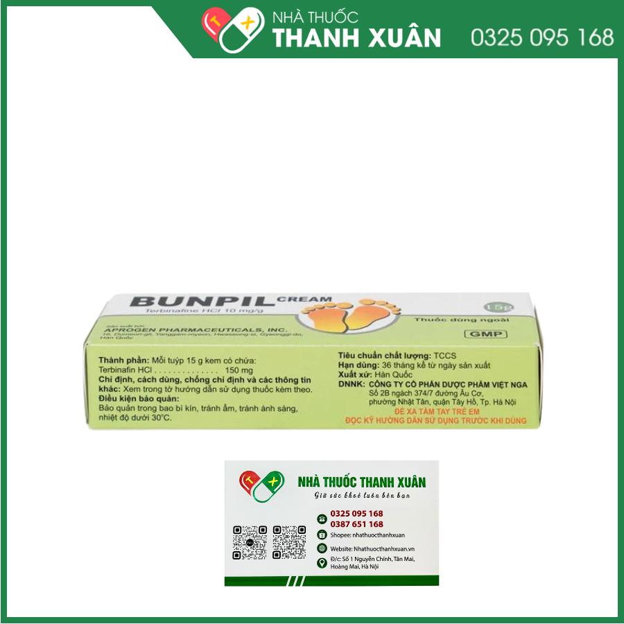 Kem bôi Bunpil Cream điều trị nấm da, lang ben, nấm Candida da